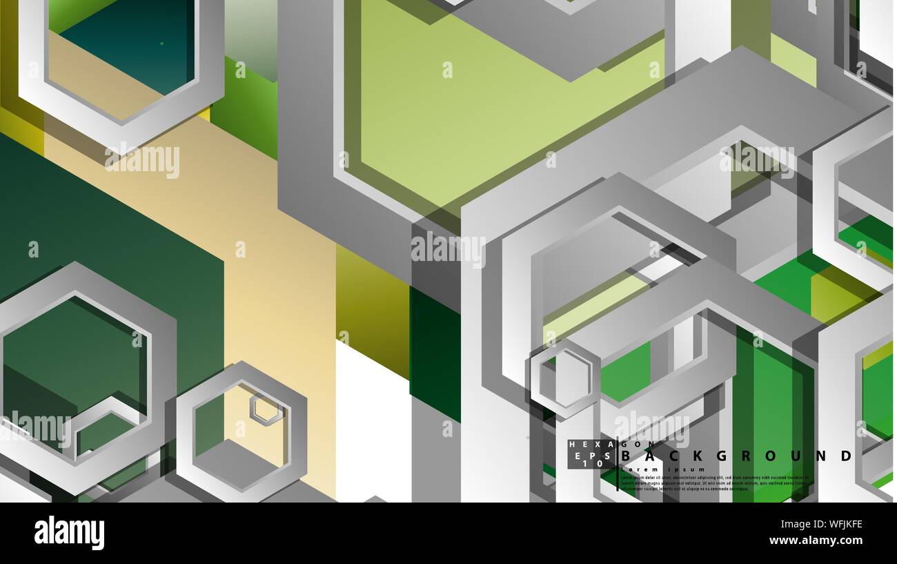Abstract geometric background with hexagons, foliage color composition. Vector illustration Stock Vector