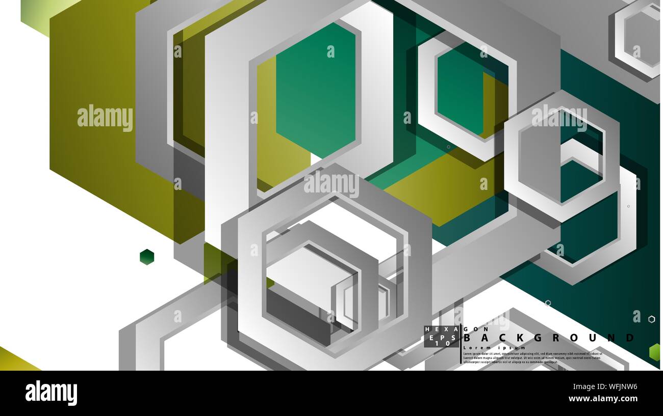 Abstract geometric background with hexagons, foliage color composition. Vector illustration Stock Vector