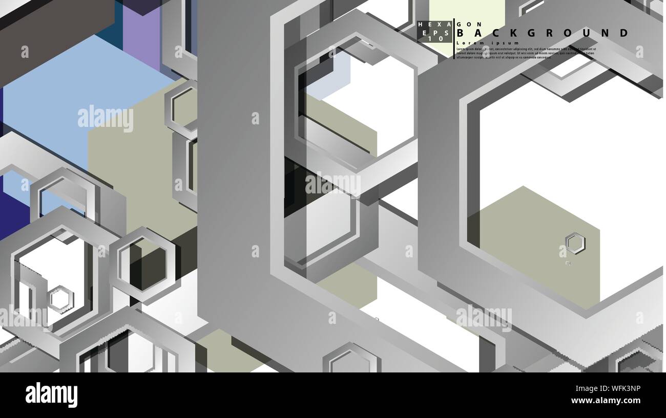 Abstract geometric background with hexagon cold color composition ...