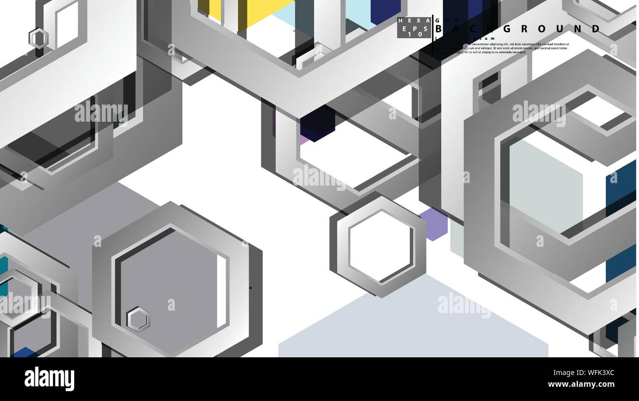 Abstract geometric background with hexagon cold color composition ...