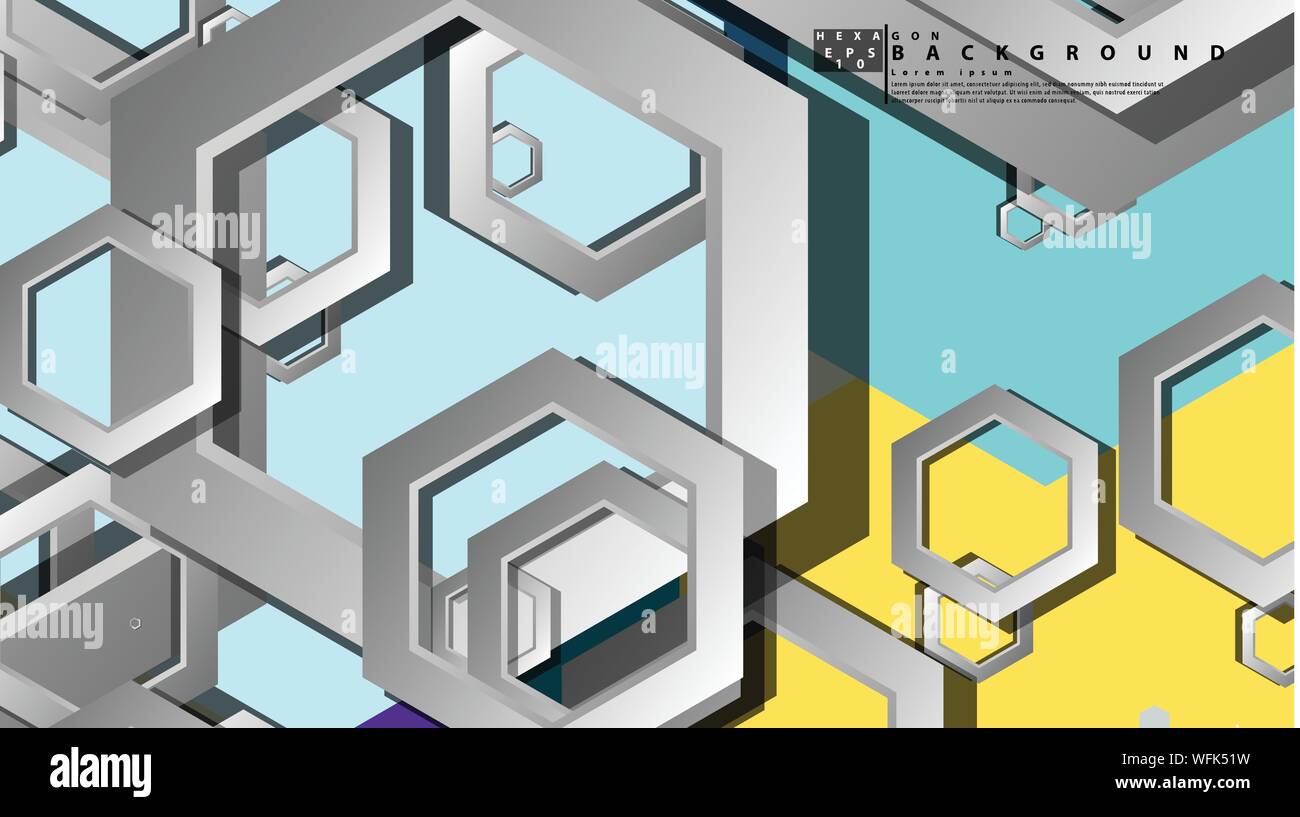 Abstract geometric background with hexagon cold color composition ...