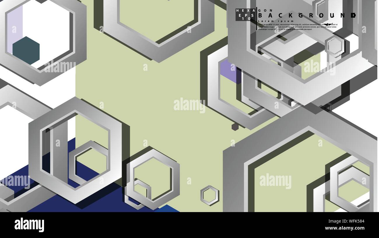 Abstract geometric background with hexagon cold color composition ...