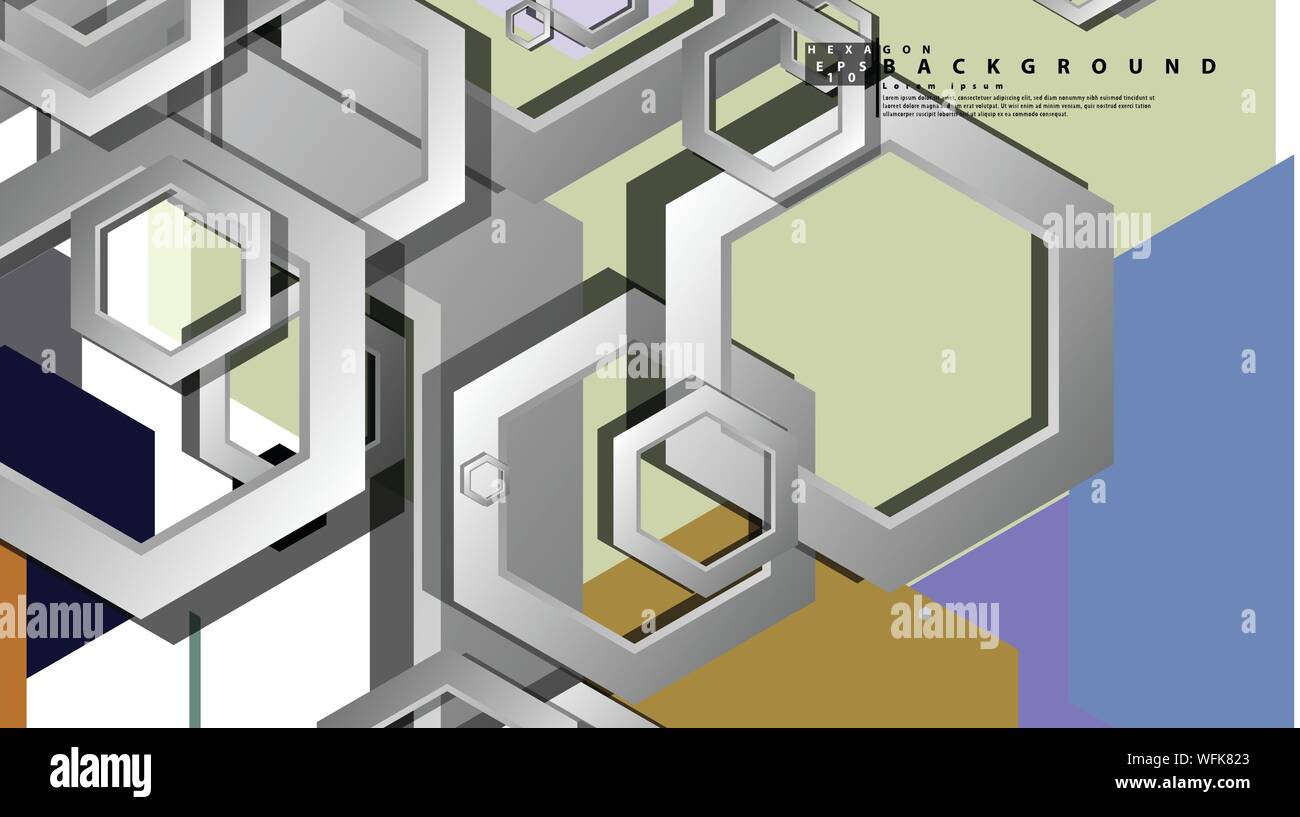 Abstract geometric background with hexagon cold color composition ...