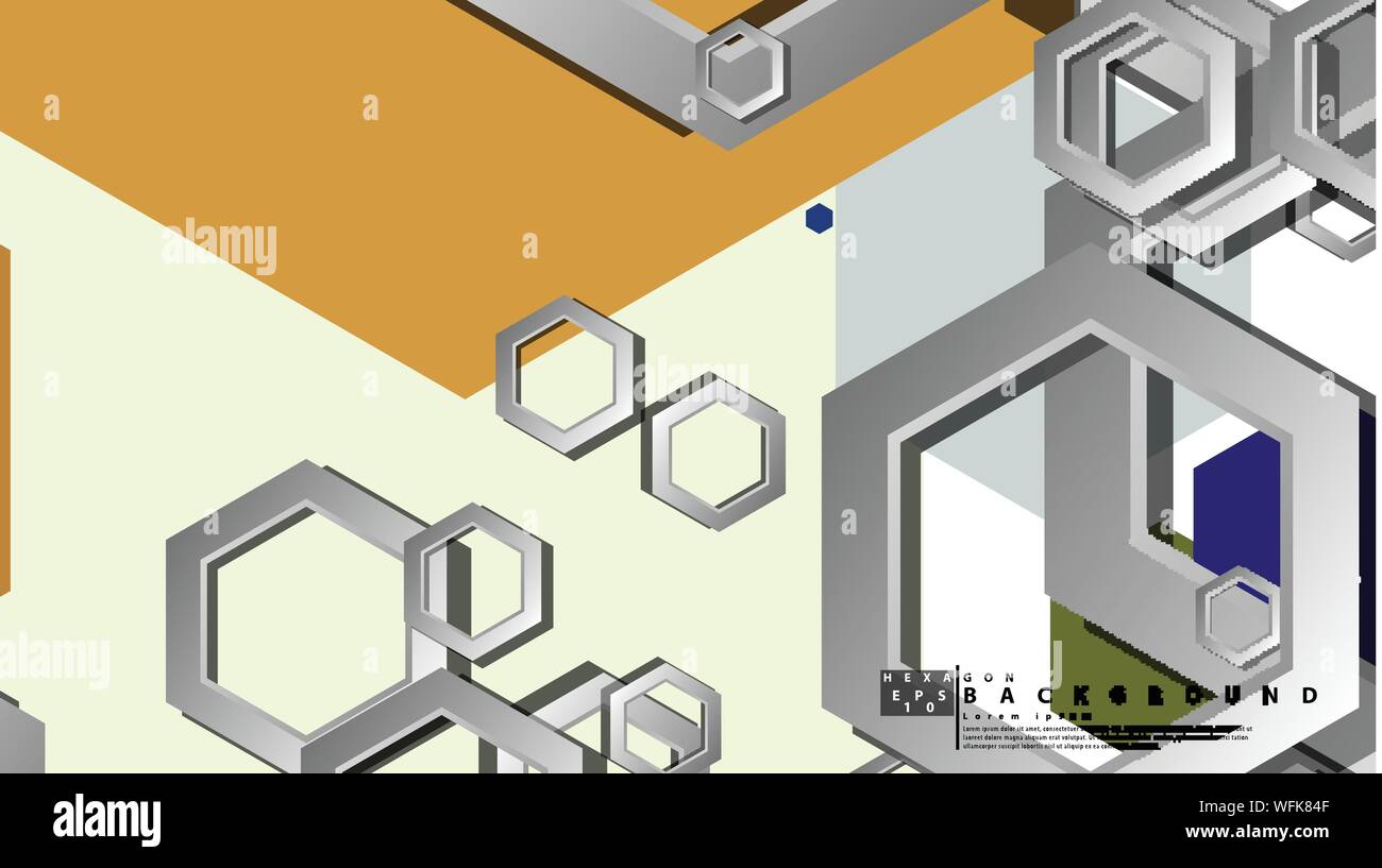 Abstract geometric background with hexagon cold color composition ...