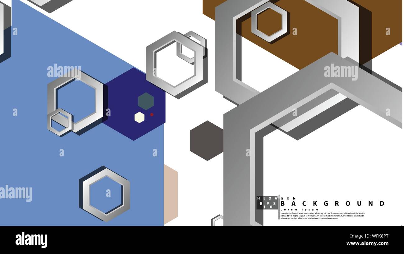 Abstract geometric background with hexagon cold color composition ...