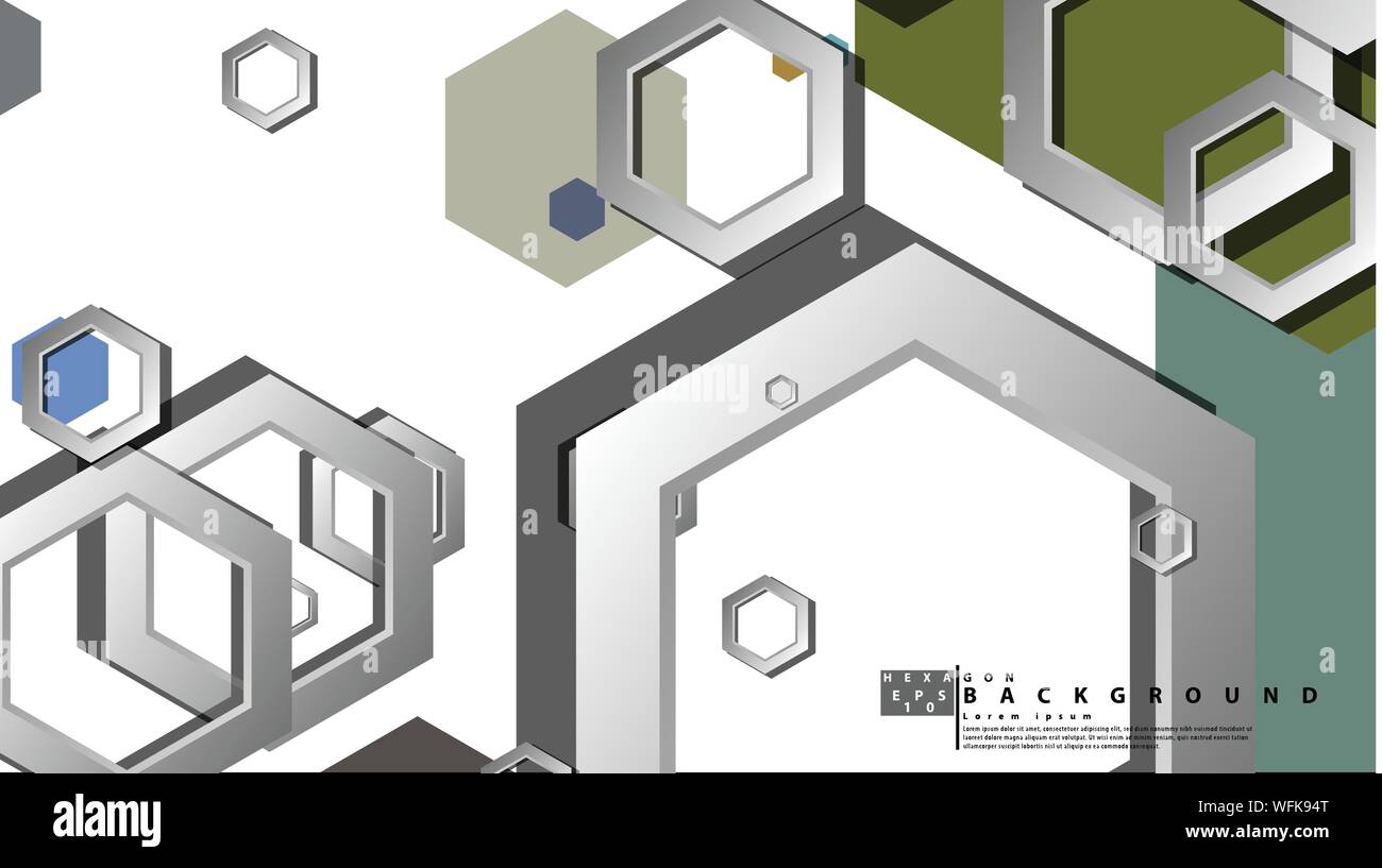 Abstract geometric background with hexagon cold color composition ...