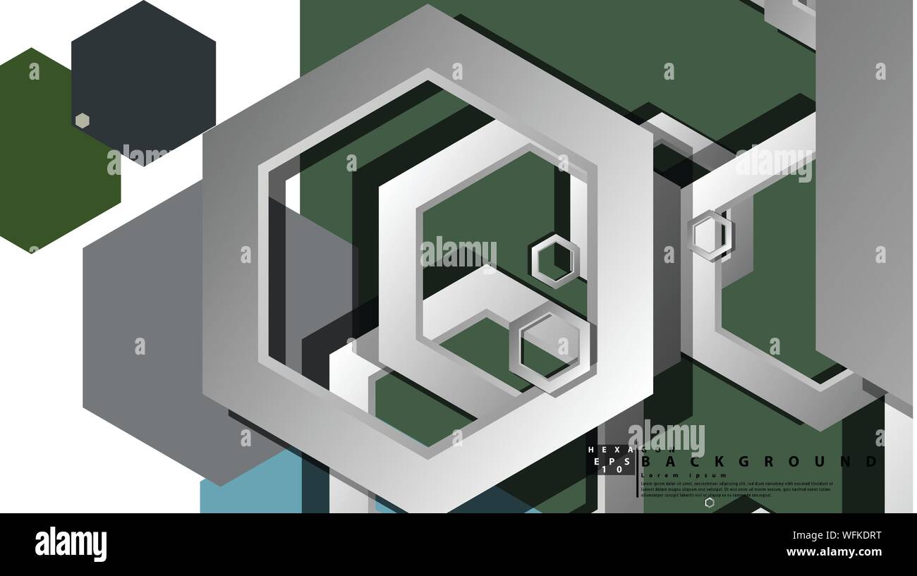 Abstract geometric background with hexagon cold color composition ...