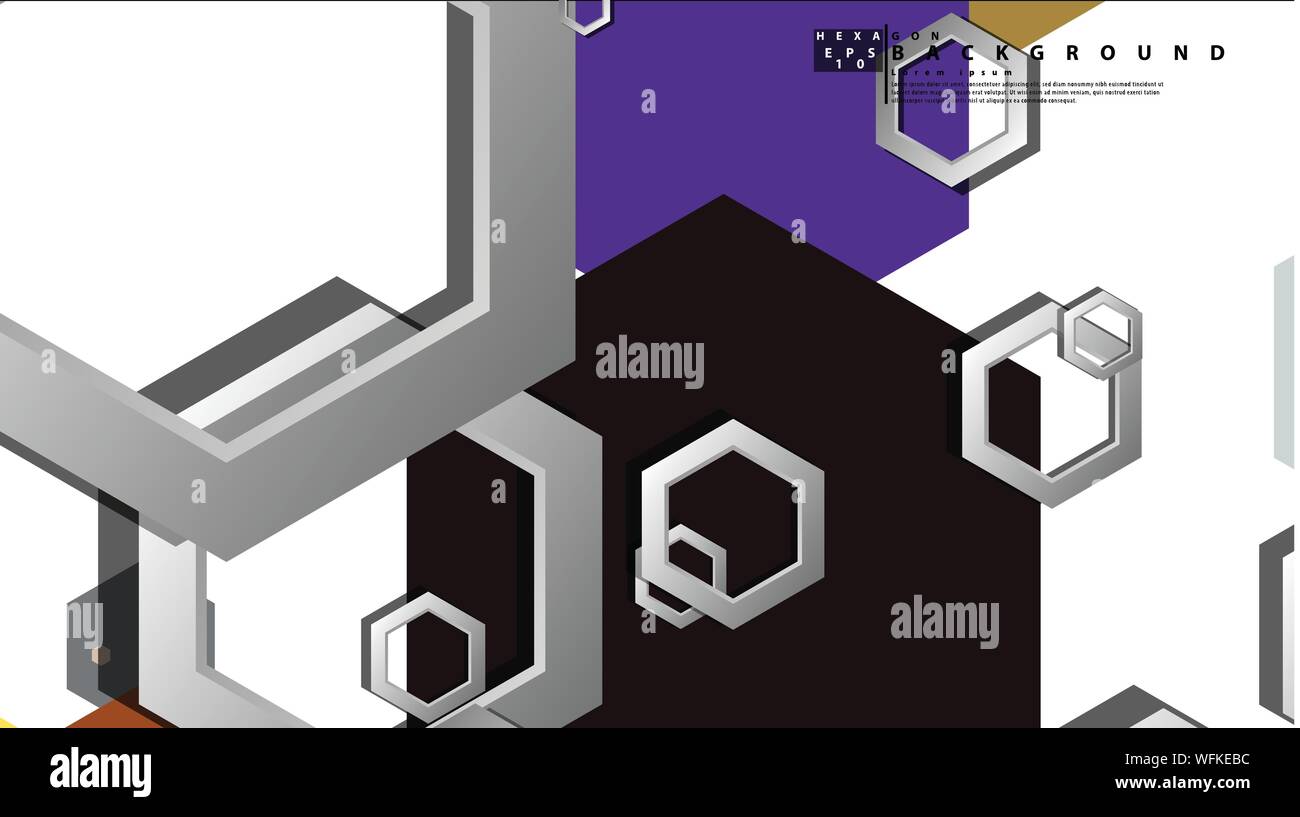 Abstract geometric background with hexagon cold color composition ...