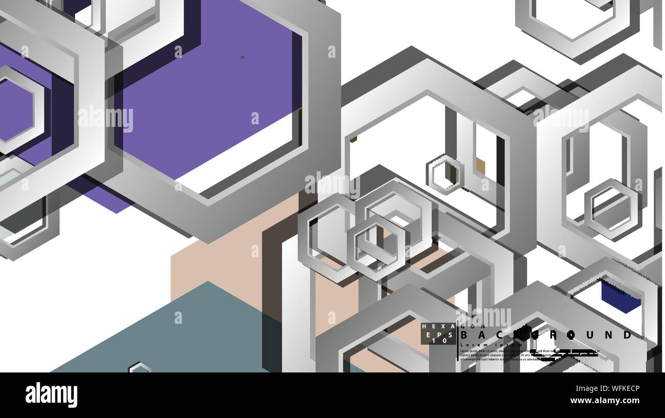 Abstract geometric background with hexagon cold color composition ...