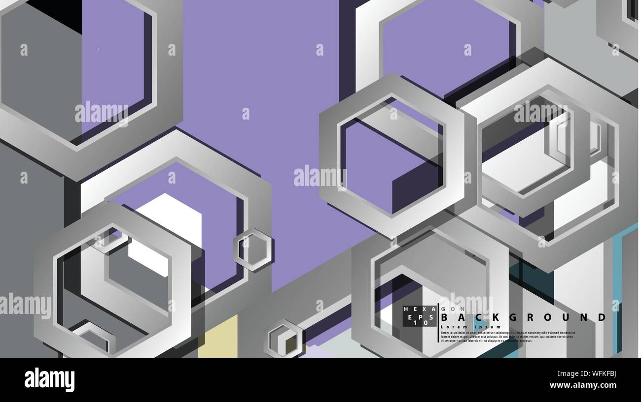 Abstract geometric background with hexagon cold color composition ...