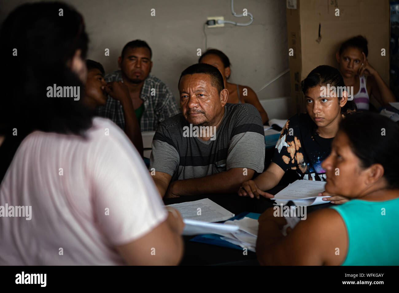 Matamoros, Mexico. 24th Aug, 2019. Immigration lawyers working with the Atlanta-based group Lawyers for Good Government, attempted to inform hundreds of asylum seekers of their legal rights after they had been sent back to Matamoros, as part of the Trump's 'Remain in Mexico' program. (Photo by Rana Sajid Hussain/Pacific Press) Credit: Pacific Press Agency/Alamy Live News Stock Photo