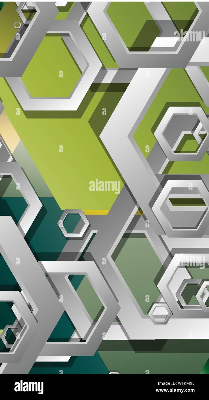 Abstract geometric background with hexagons, foliage color composition. Vector illustration Stock Vector