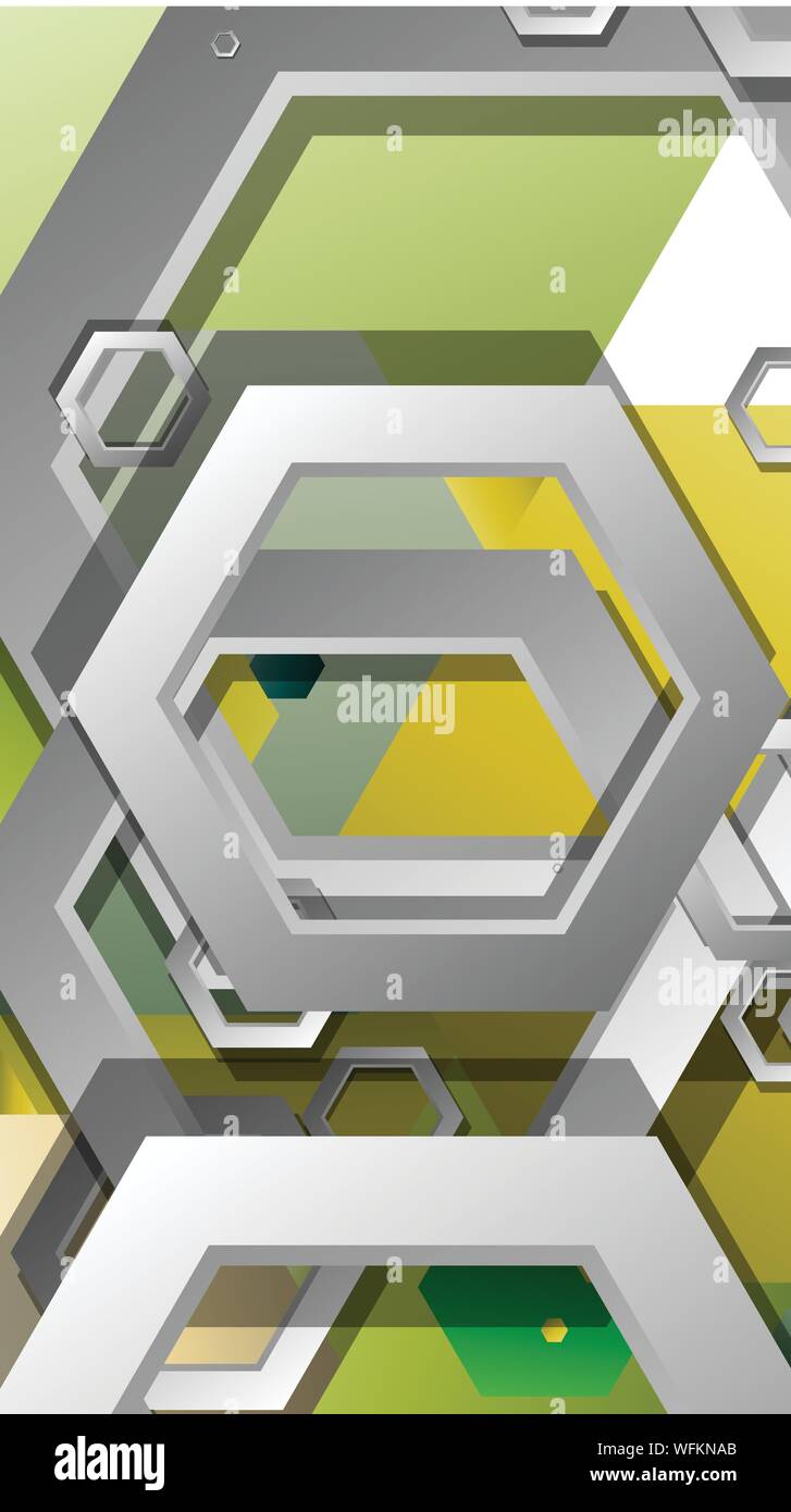 Abstract geometric background with hexagons, foliage color composition. Vector illustration Stock Vector