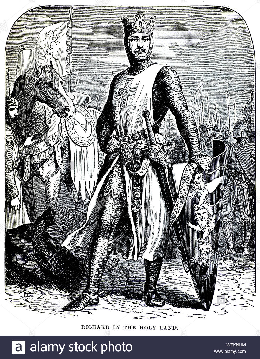 Richard I, 1157 – 1199, was King of England from 1189 until his death, known as Richard the Lionheart, vintage illustration from 1900 Stock Photo