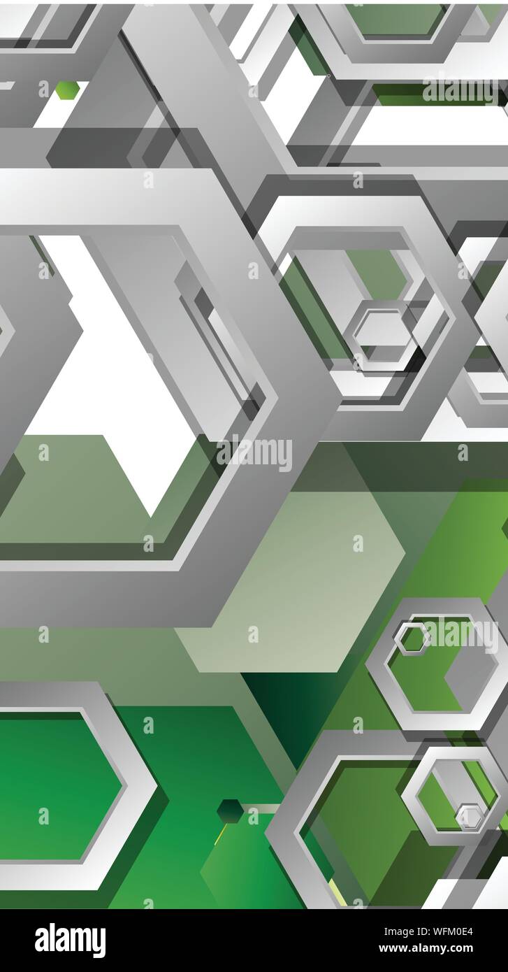 Abstract geometric background with hexagons, foliage color composition. Vector illustration Stock Vector