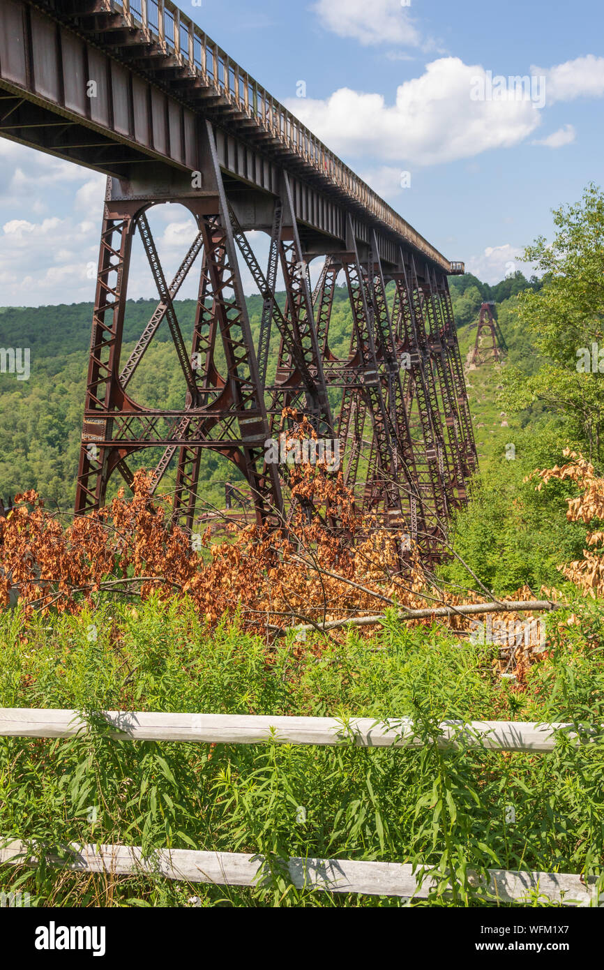 KANE, PA, USA9 AUGUST 18 Remains of the Kinzua Bridge, destroyed by a tornado in 2003 Stock
