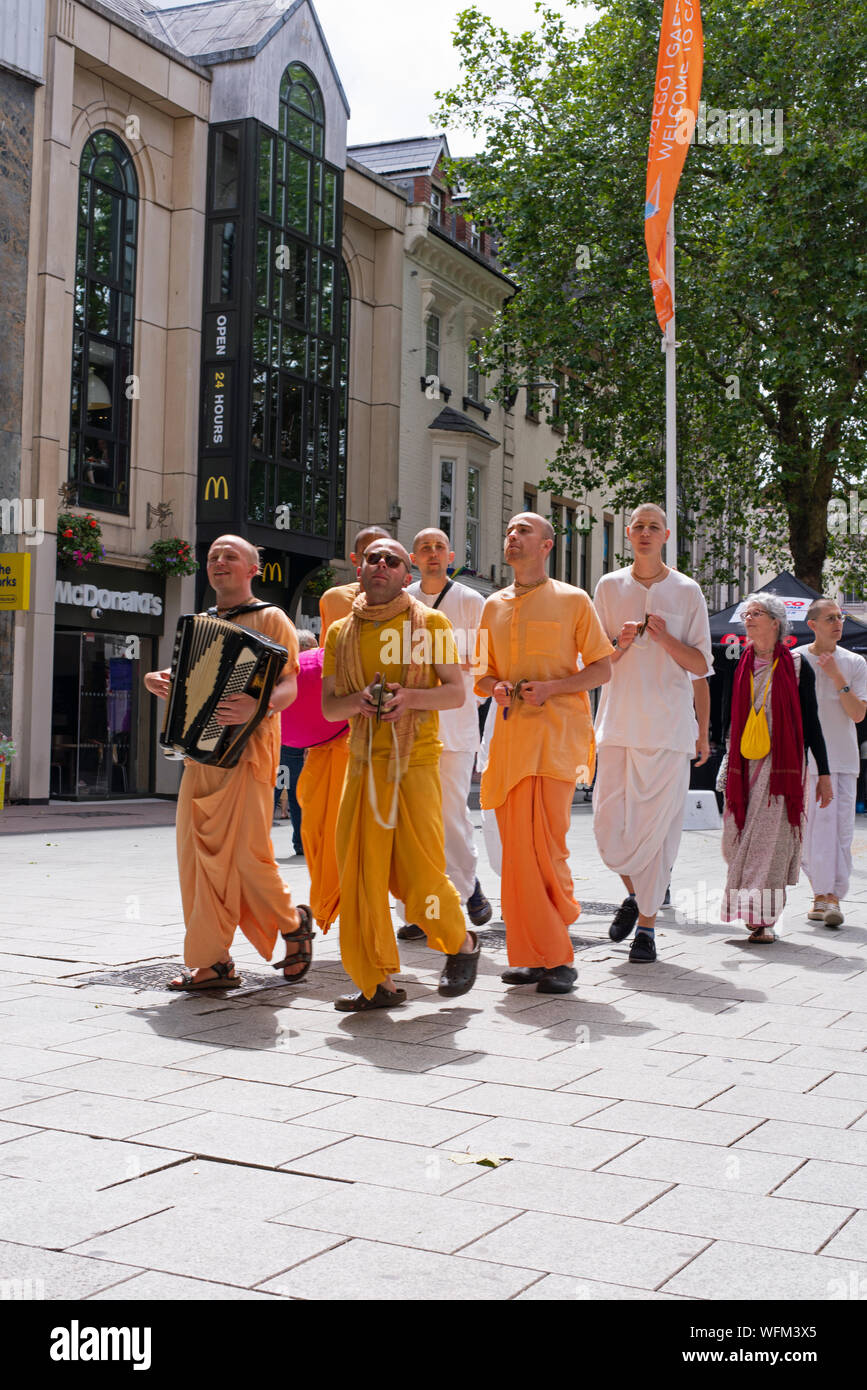 Hare Krishna walk through Cardiff number 3854 Stock Photo