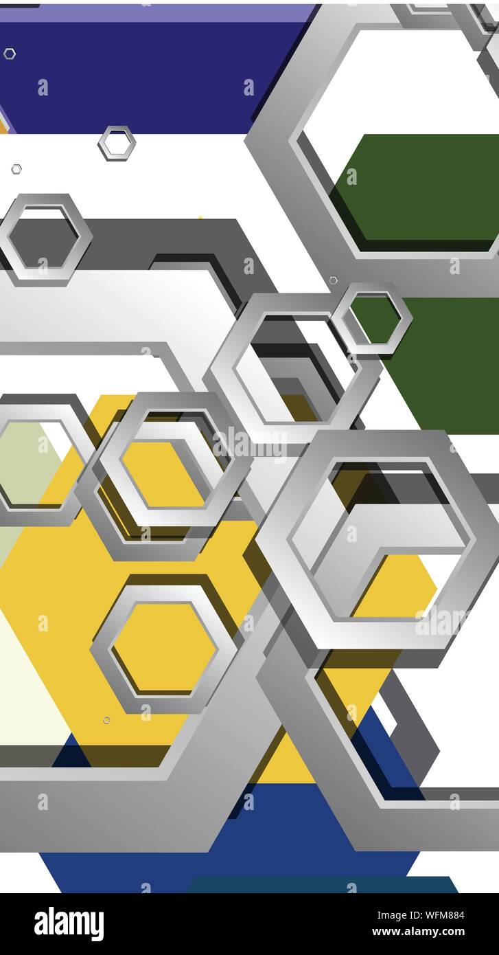 Abstract geometric background with hexagon cold color composition ...