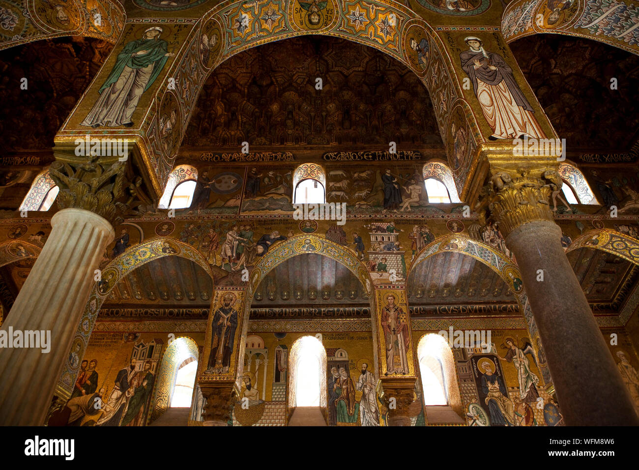 PALERMO - Interior of the Palatina chapel  at the Palazzo Normanno. Stock Photo