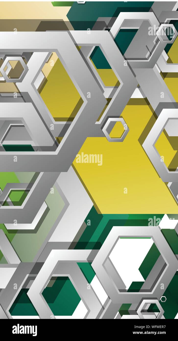 Abstract geometric background with hexagons, foliage color composition. Vector illustration Stock Vector