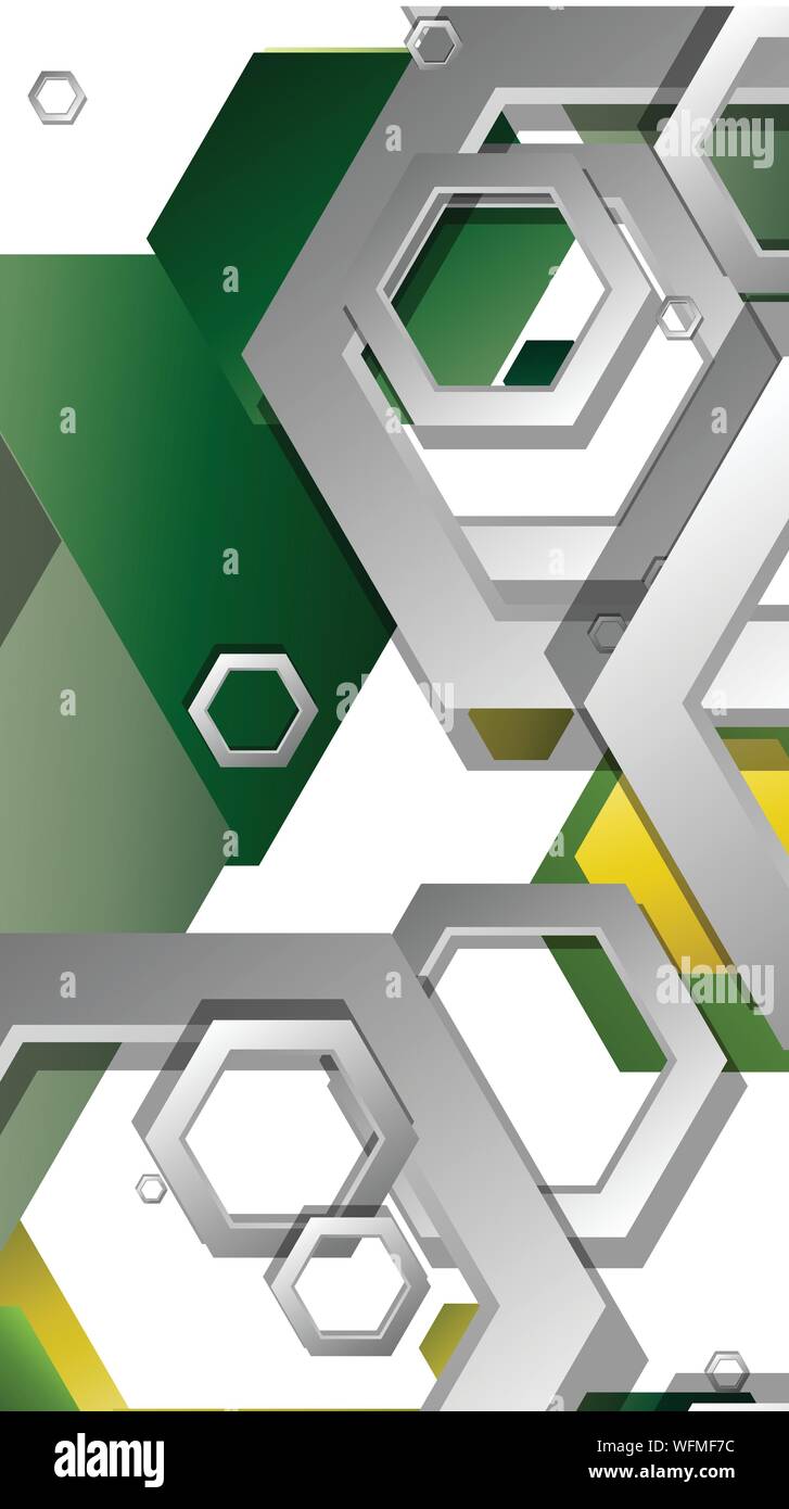 Abstract geometric background with hexagons, foliage color composition. Vector illustration Stock Vector