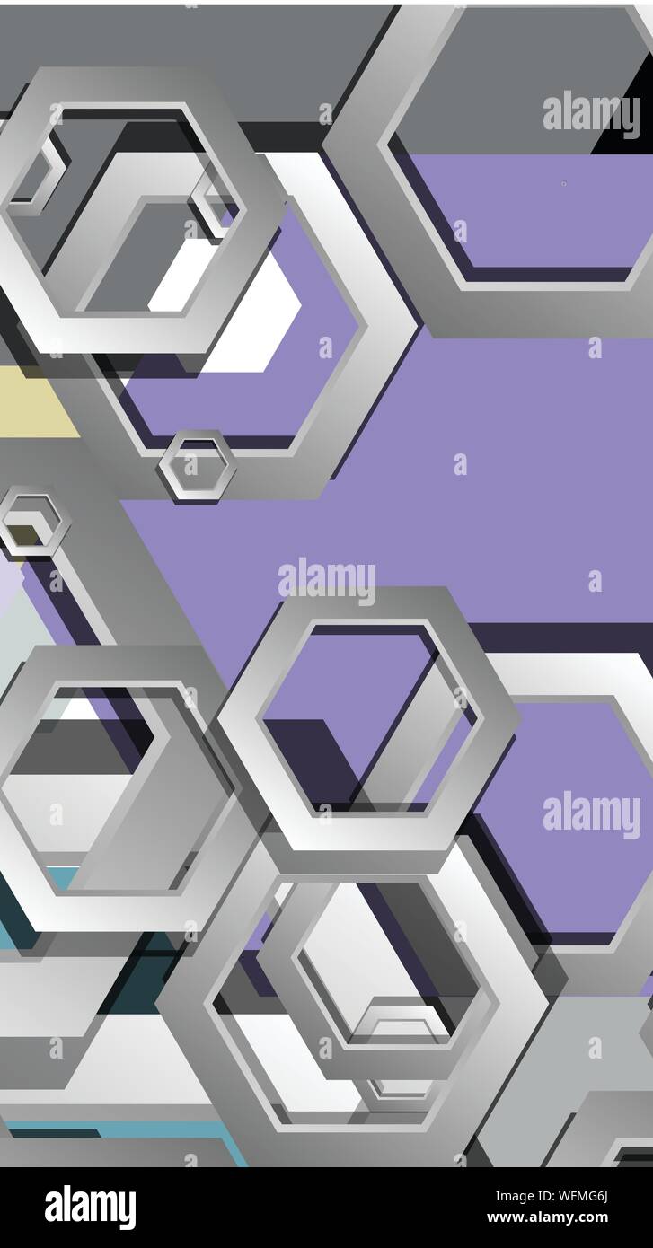 Abstract geometric background with hexagon cold color composition ...