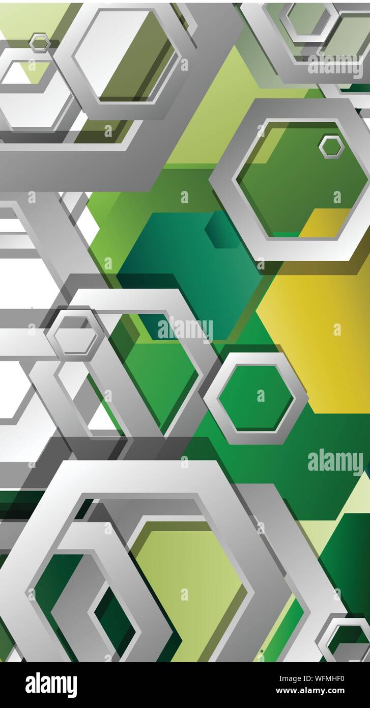 Abstract geometric background with hexagons, foliage color composition. Vector illustration Stock Vector