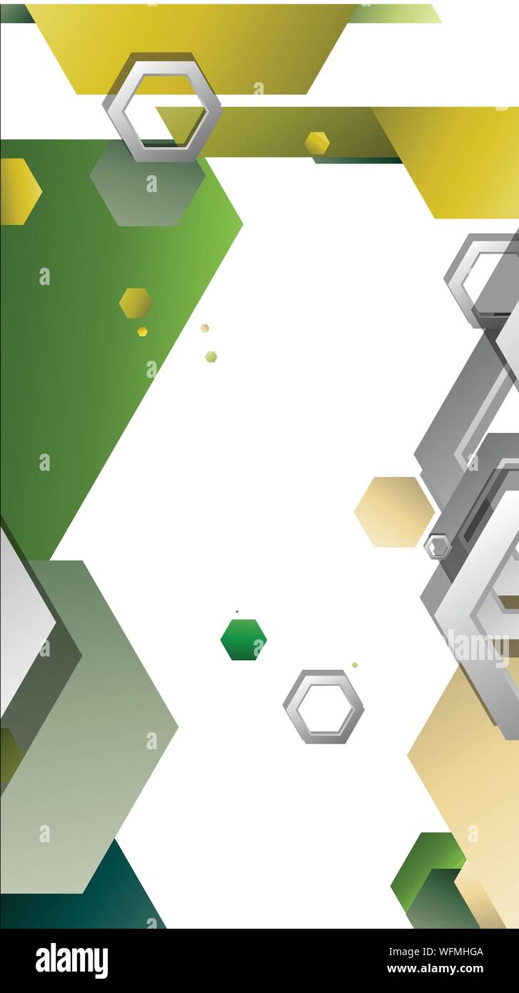 Abstract geometric background with hexagons, foliage color composition. Vector illustration Stock Vector