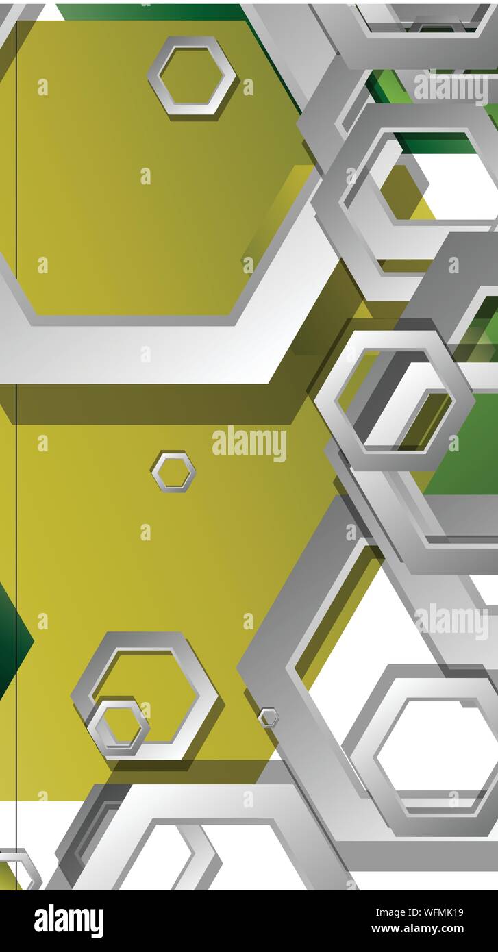 Abstract geometric background with hexagons, foliage color composition. Vector illustration Stock Vector
