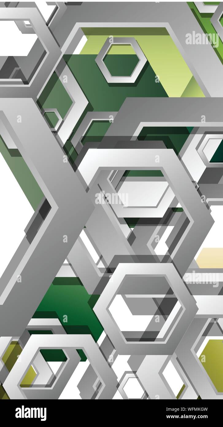 Abstract geometric background with hexagons, foliage color composition. Vector illustration Stock Vector
