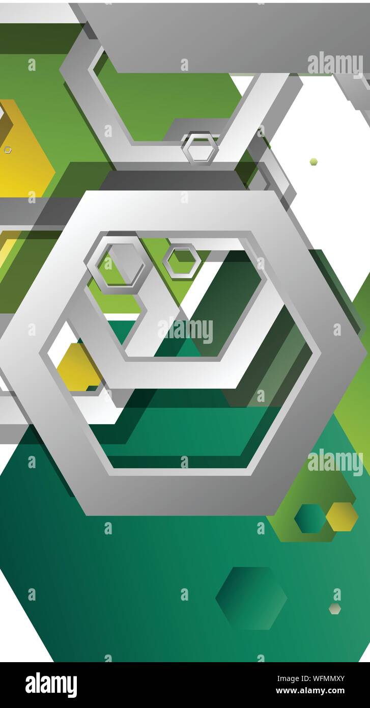 Abstract geometric background with hexagons, foliage color composition. Vector illustration Stock Vector