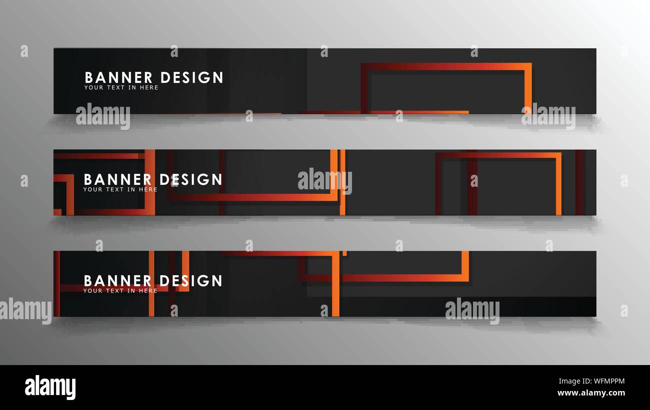 Abstract geometric and rectangular pattern banners with orange gradients Stock Vector