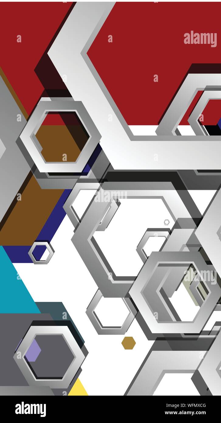 Abstract geometric background with hexagon cold color composition ...