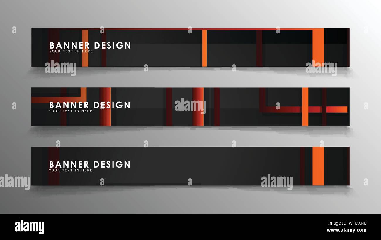 Abstract geometric and rectangular pattern banners with orange gradients Stock Vector
