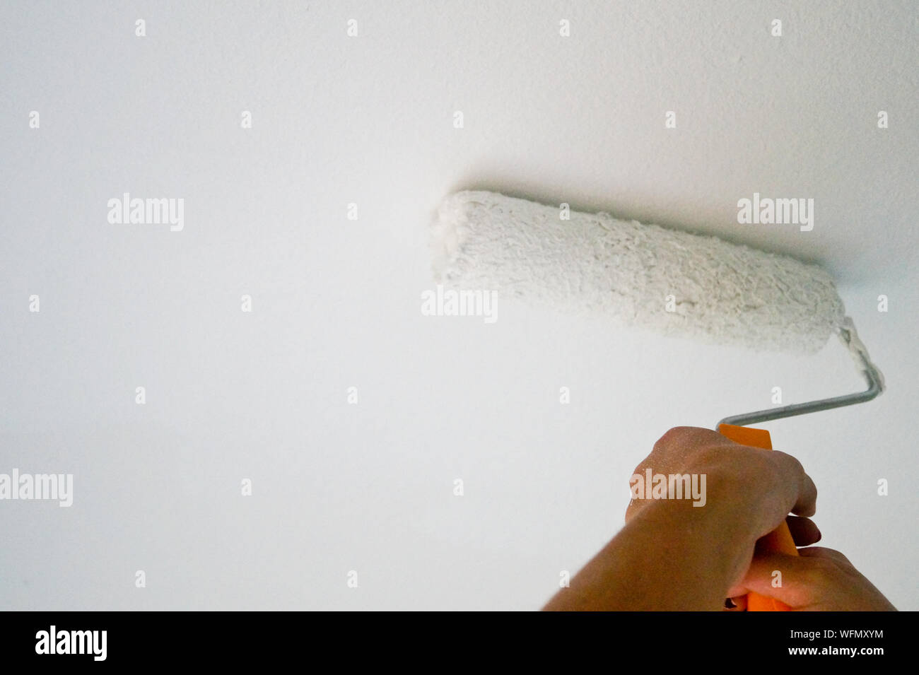 Woman Painting Ceiling Paint Roller Stock Photos Woman