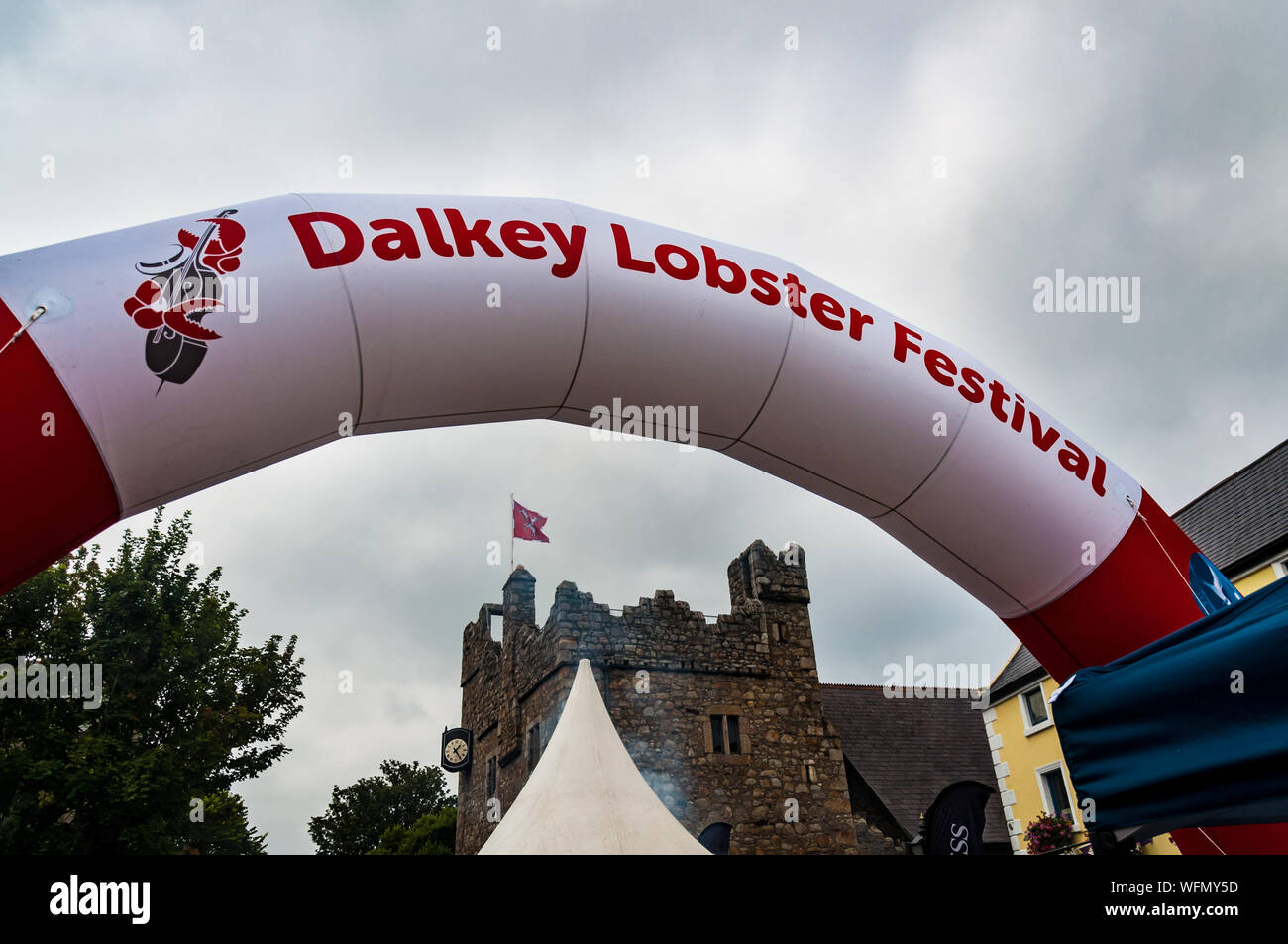 Тriumphal arch of the Festival. Dalkey, Dublin, Ireland.25 August 2019.  Seafood “Dalkey Lobster Festival” Stock Photo