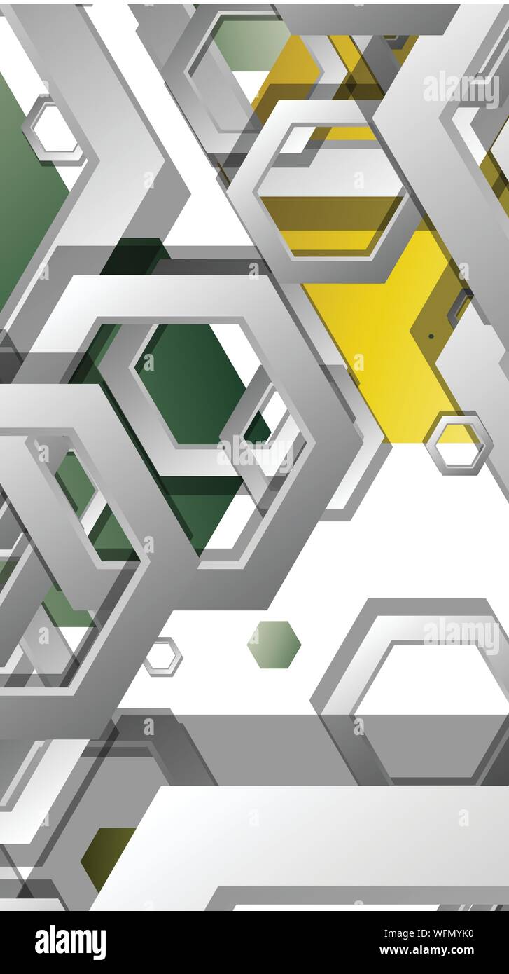 Abstract geometric background with hexagons, foliage color composition. Vector illustration Stock Vector