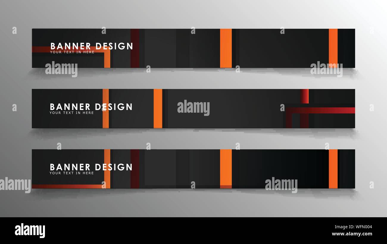 Abstract geometric and rectangular pattern banners with orange gradients Stock Vector