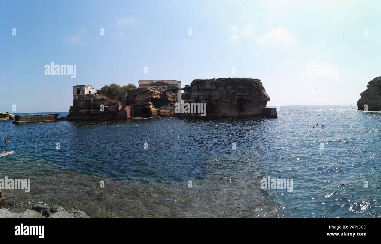 Rock Formations In Sea At Marine Protected Area Park Submerged Of Gaiola Stock Photo