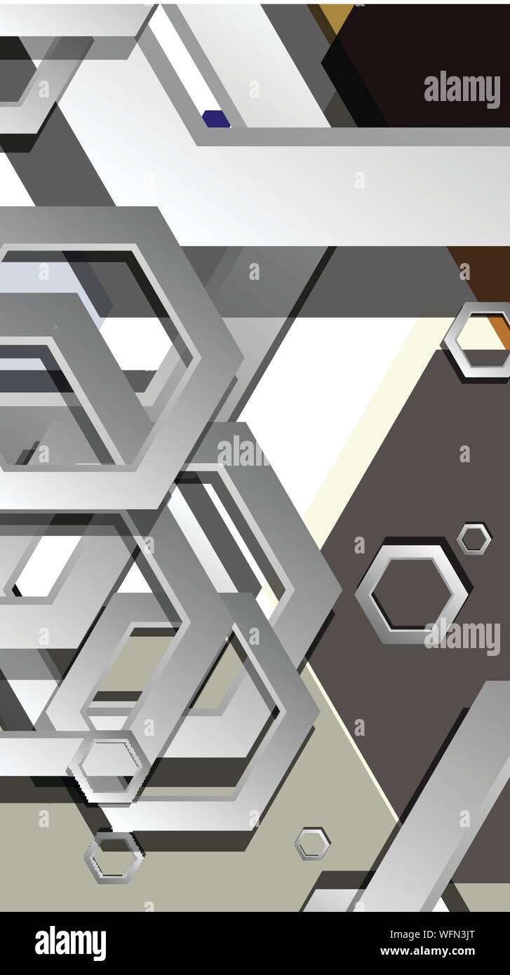 Abstract geometric background with hexagon cold color composition ...