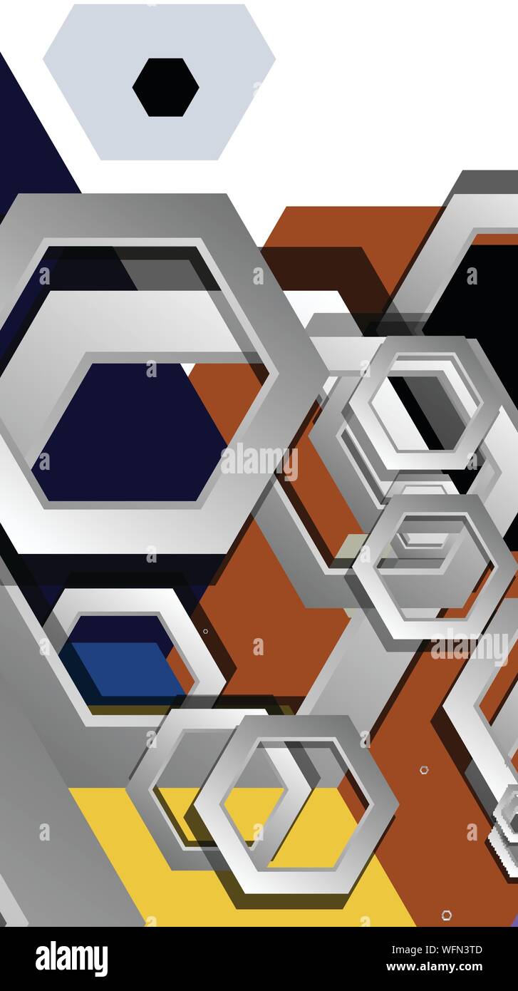 Abstract geometric background with hexagon cold color composition ...