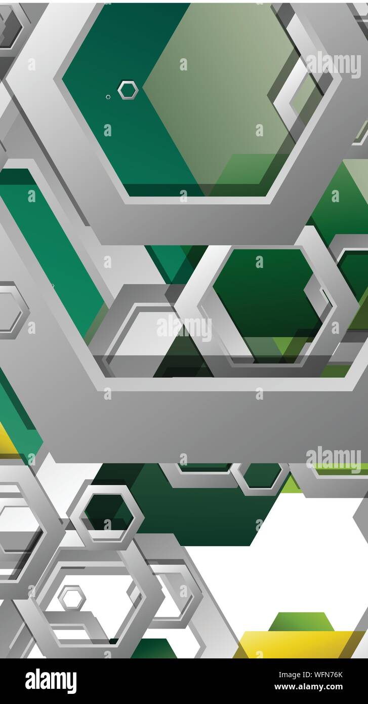 Abstract geometric background with hexagons, foliage color composition. Vector illustration Stock Vector