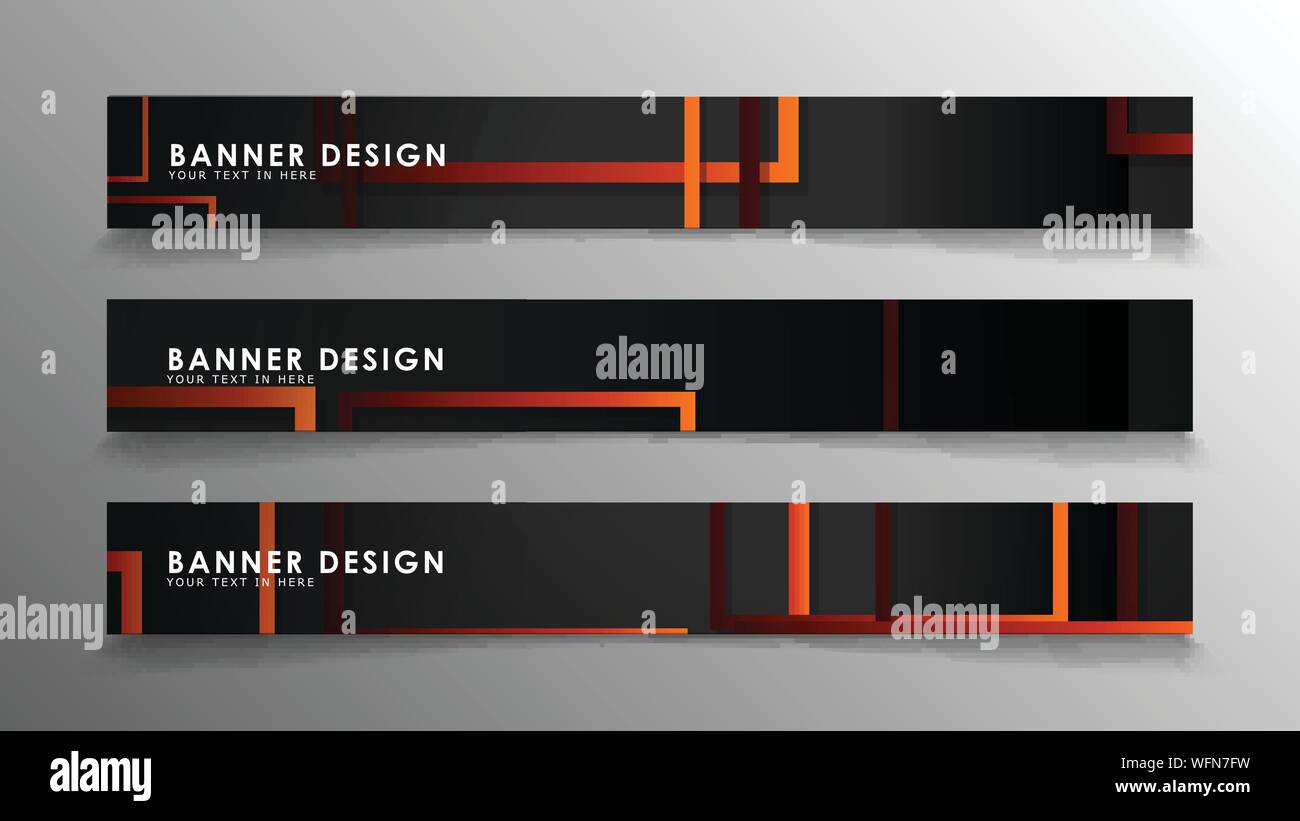 Abstract geometric and rectangular pattern banners with orange gradients Stock Vector