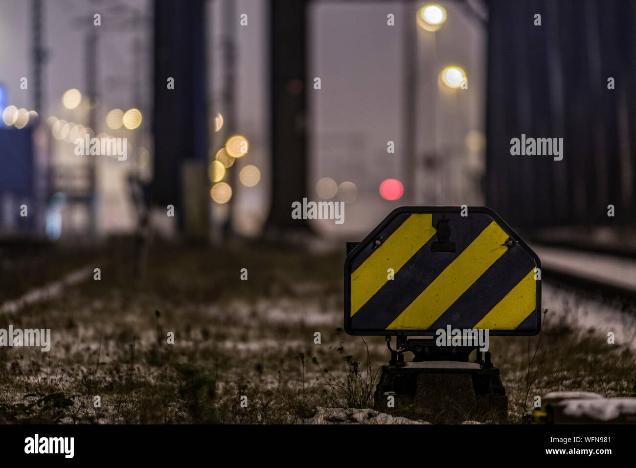 Yellow black striped road sign hires stock photography and images Alamy