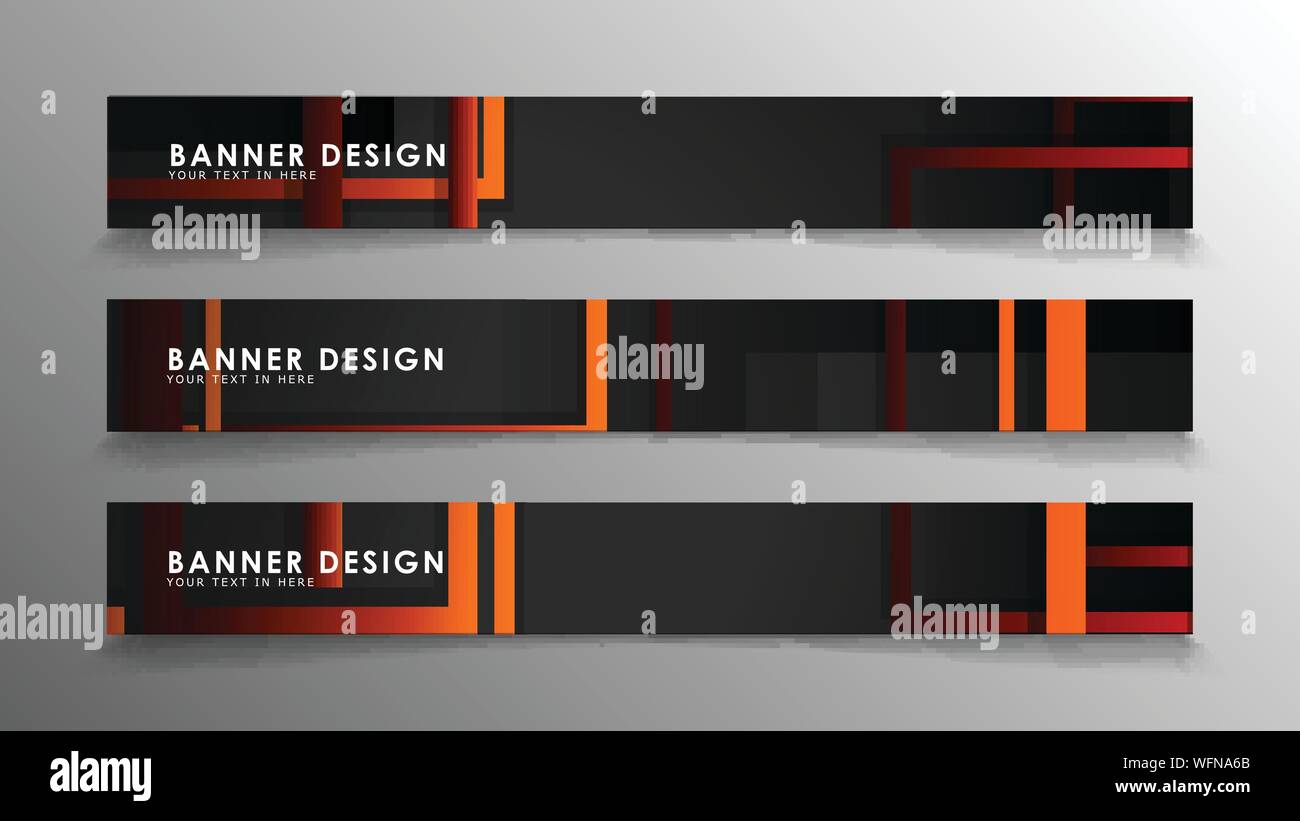 Abstract geometric and rectangular pattern banners with orange gradients Stock Vector