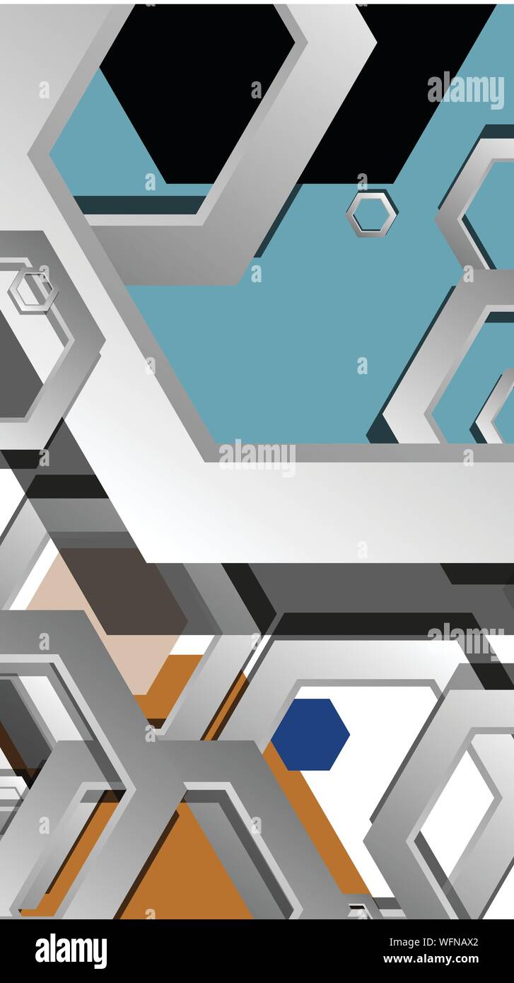 Abstract geometric background with hexagon cold color composition ...