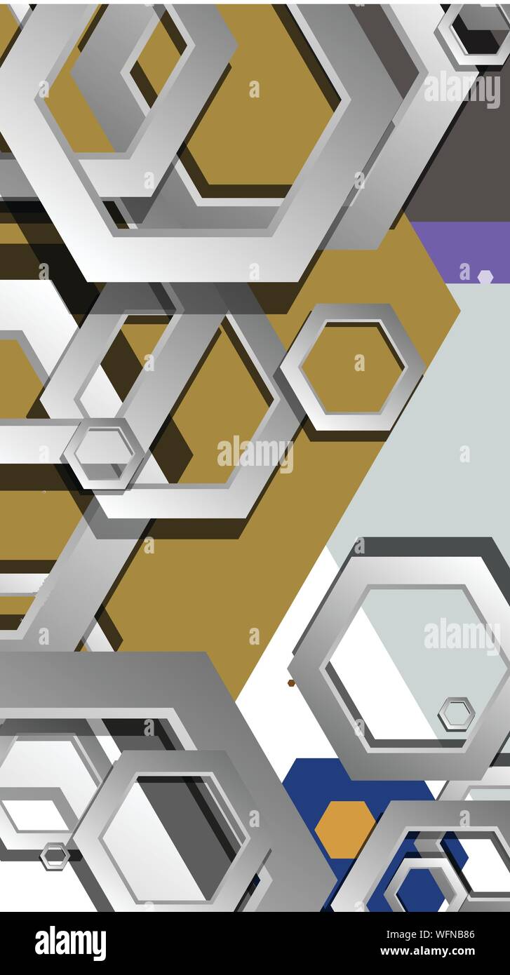 Abstract geometric background with hexagon cold color composition ...