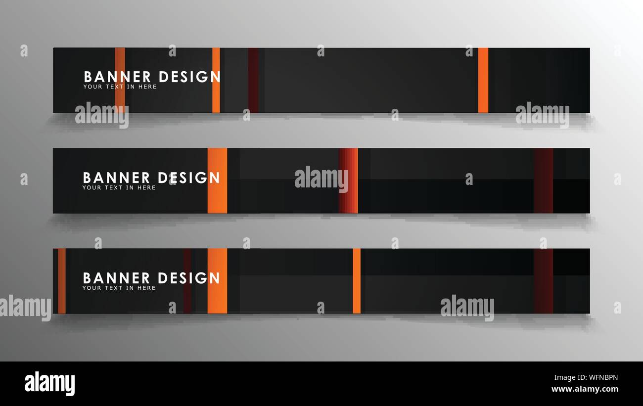 Abstract geometric and rectangular pattern banners with orange gradients Stock Vector
