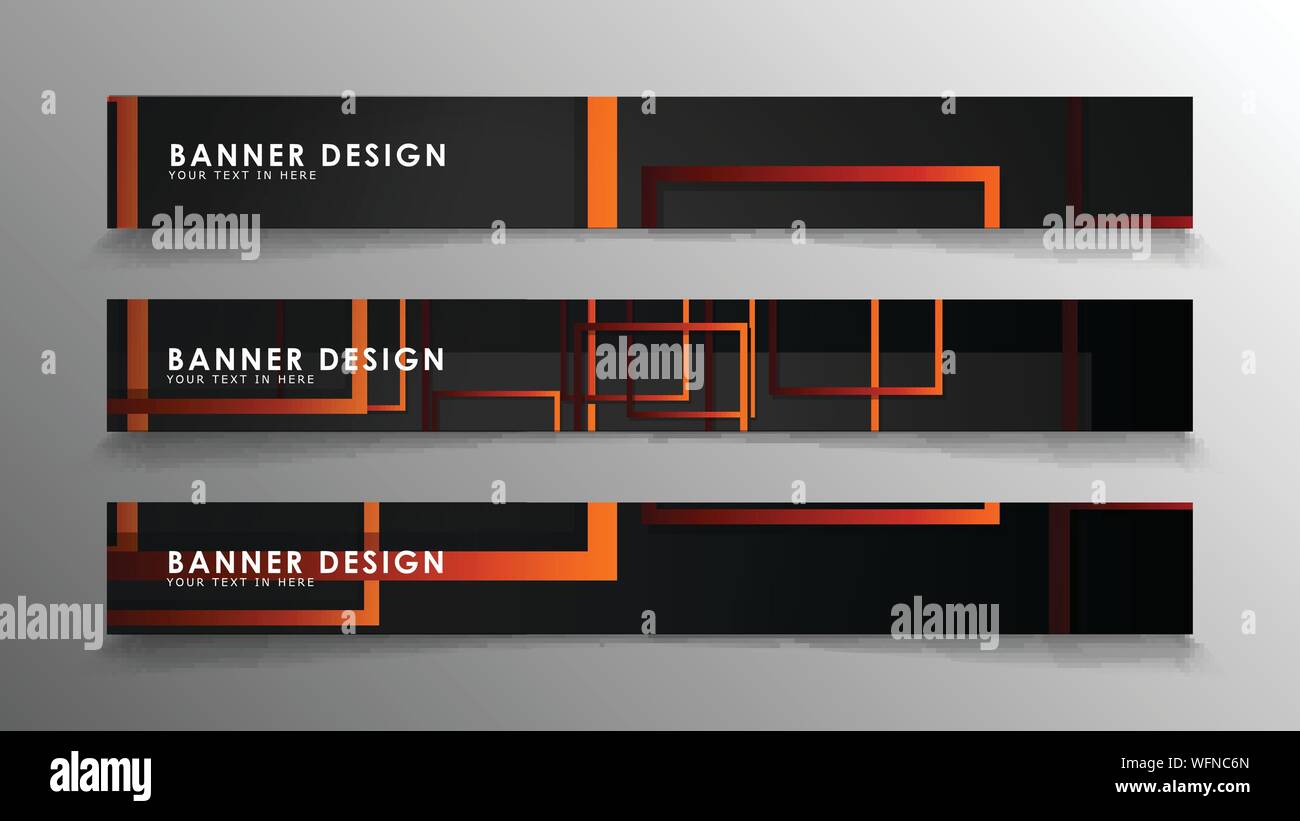 Abstract geometric and rectangular pattern banners with orange gradients Stock Vector