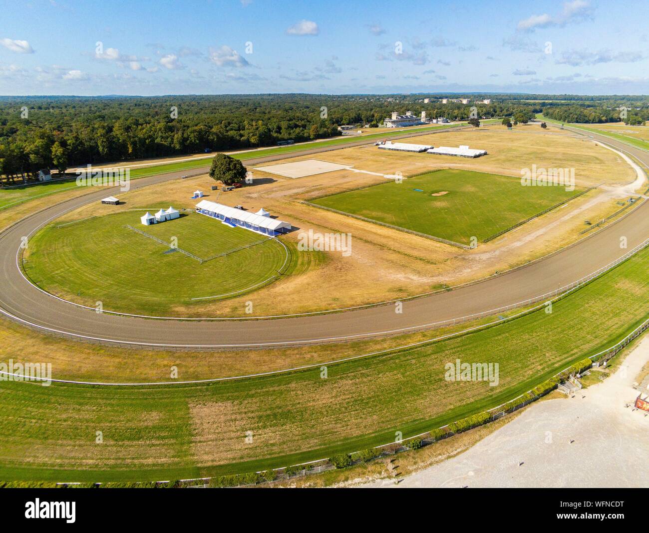 France, Oise, Chantilly, the Hippodrome (aerial view) Stock Photo